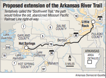 Map showing the location of the Proposed extension of the Arkansas River Trail