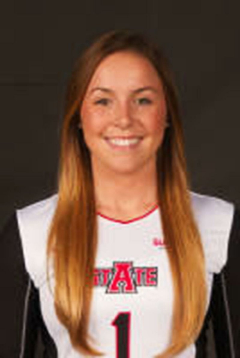 Former Arkansas State University two-time volleyball All-American Markie Schaedig.
