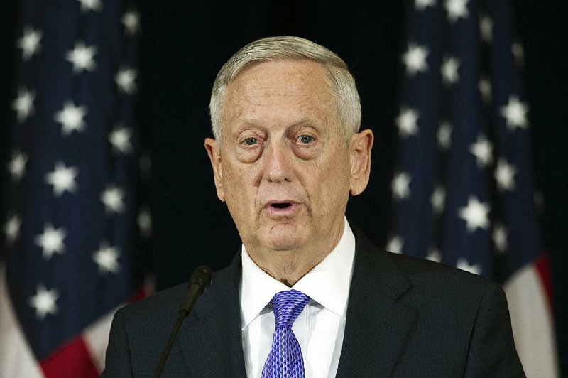 Secretary of Defense Jim Mattis appears at news conference following a Diplomatic and Security Dialogue Meeting with a Chinese delegation including State Counselor Yang Jiechi and military Chief of Joint Staff Fang Fenghui, at the State Department in Washington, Wednesday, June 21, 2017. 