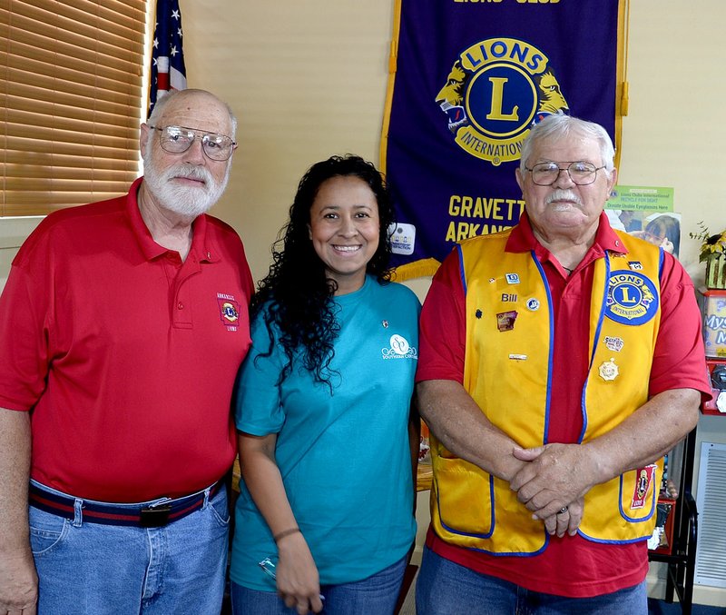 Photo by Karen Benson New officers for the 2017-2018 club year at the Gravette Lions Club were installed at the club&#8217;s regular meeting June 20. They are Jeff Davis (left), secretary-treasurer; Cela Gaytan, tail twister, Lion tamer and director; and Bill Mattler, president. Davis will also serve as district secretary and district newsletter editor for the coming year and Mattler will continue as zone chairperson. A special birthday celebration was held following the installation marking the club&#8217;s fourth year in existence.