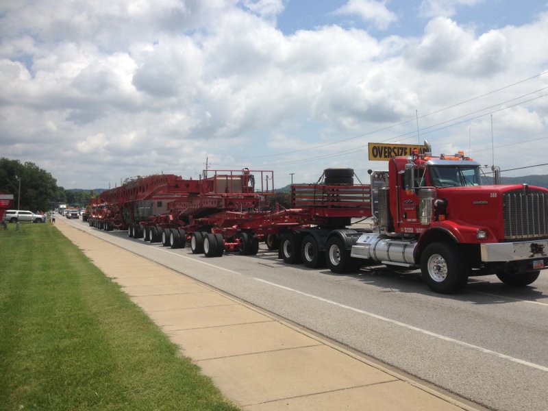  A 1 million-pound “superload” with a trailer the length of a football field has begun its trek through part of Northwest Arkansas on Thursday, June 29, 2017.