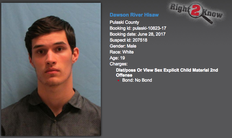 Dawson Hisaw, 19, of Little Rock