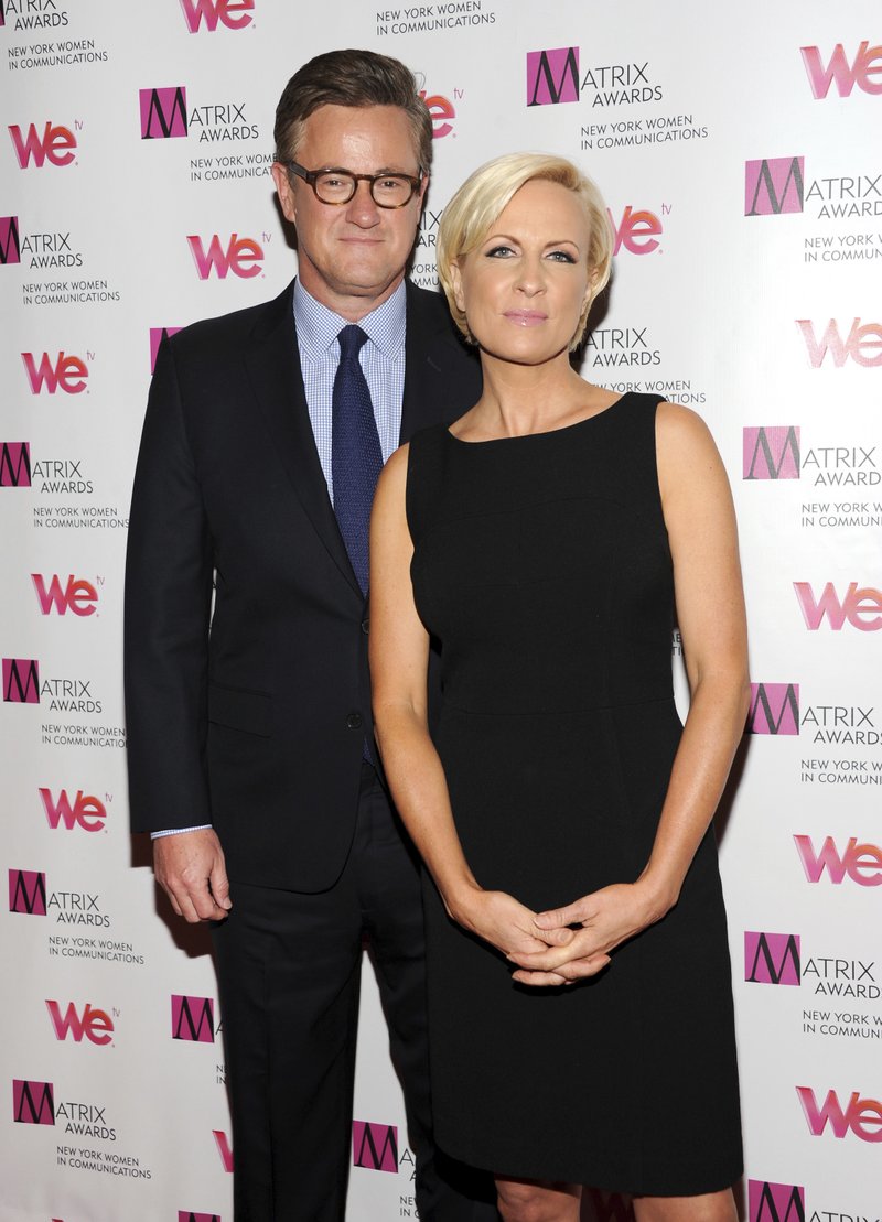 In this April 22, 2013 file photo, MSNBC's &quot;Morning Joe&quot; co-hosts Joe Scarborough and Mika Brzezinski, right, attend the 2013 Matrix New York Women in Communications Awards at the Waldorf-Astoria Hotel in New York. President Donald Trump has used a series of tweets to go after Mika Brzezinski and Joe Scarborough, who've criticized Trump on their MSNBC show &quot;Morning Joe.&quot;(Photo by Evan Agostini/Invision/AP)