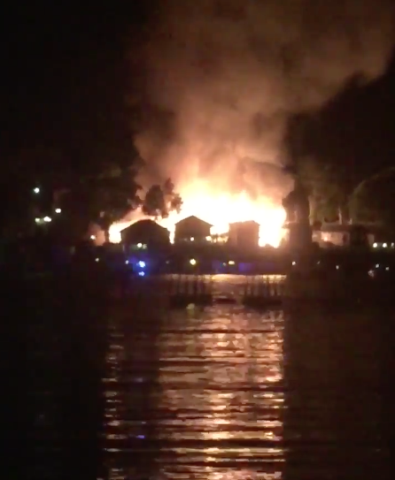 A large fire spanned multiple structures along Lake Hamilton in Garland County Saturday night.