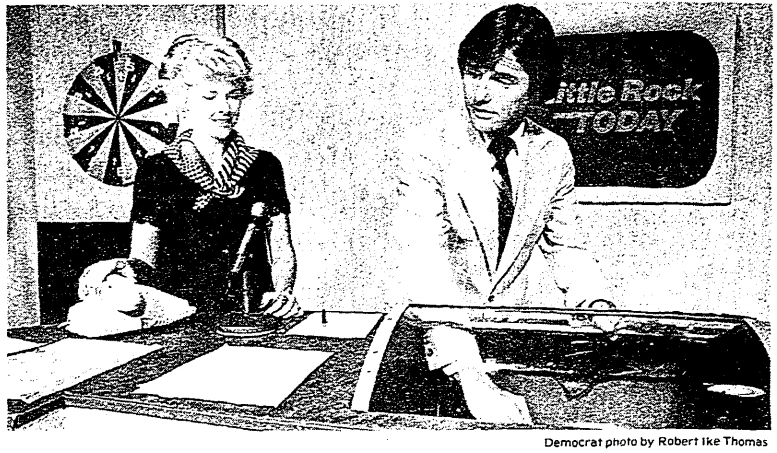 The late Beth Ward (left) and Tom Bonner, both long-time personalities on NBC affiliate KARK-TV, appear during the station's Dialing for Dollars segment in this screenshot taken from the Sept. 4, 1977, edition of the Arkansas Democrat.