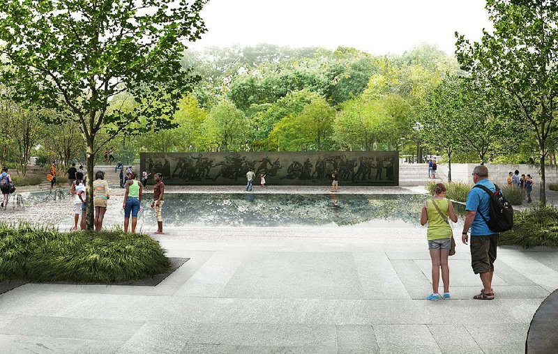 An artist’s rendering depicts the proposed World War I Memorial in Washington, D.C. In January 2016, Joseph Weishaar, a graduate of the Fay Jones School of Architecture at the University of Arkansas, Fayetteville, won an international competition and was selected as the project’s designer.