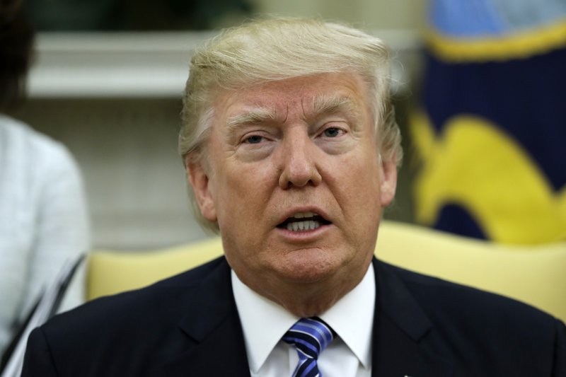 FILE - In this June 30, 2017 file photo, President Donald Trump speaks in the Oval Office of the White House in Washington. Trump pressed Congress on Monday, July 10, 2017, to get health care done before leaving for its long August recess, even as Republican senators say the GOP effort so far to repeal and replace the nation's health law is probably dead. (AP Photo/Evan Vucci, File)