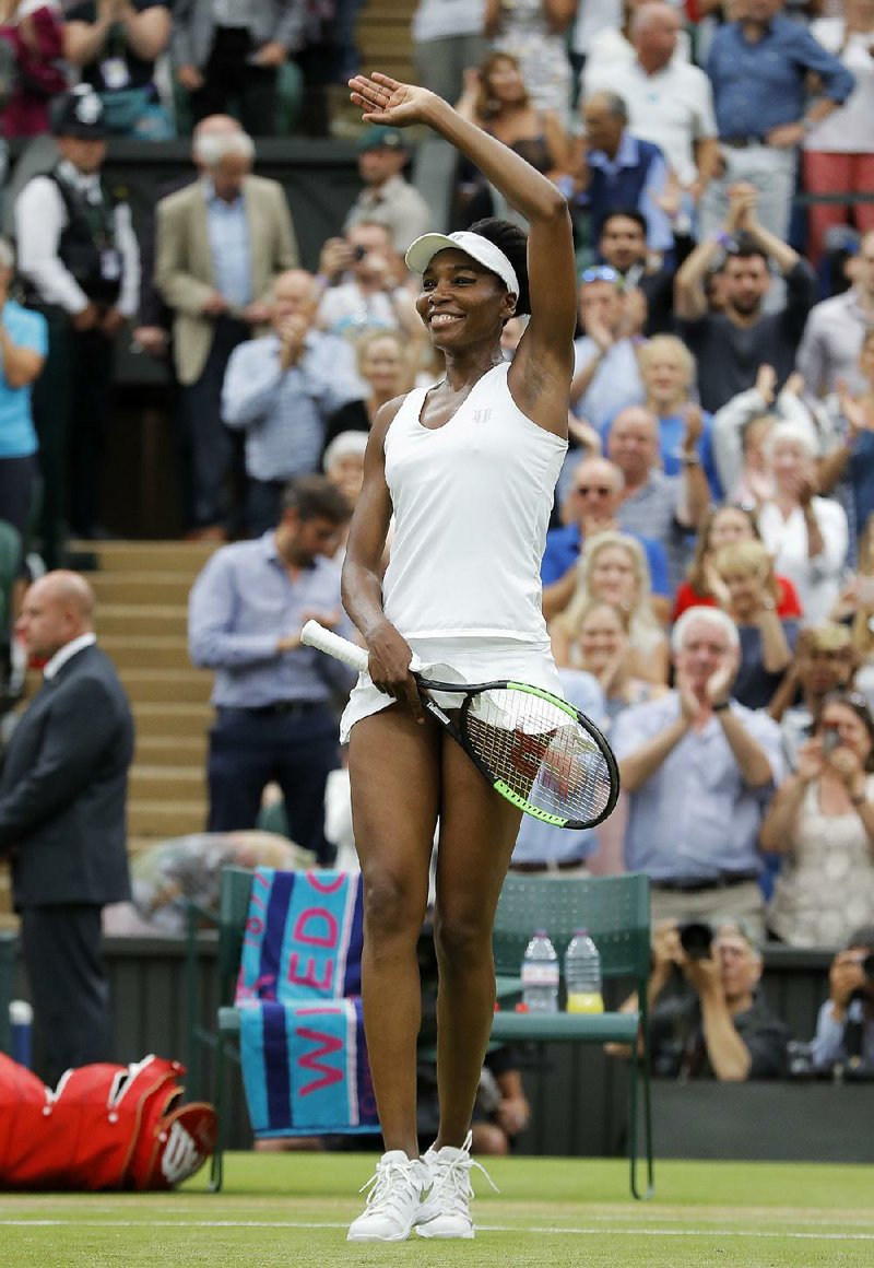 Venus Williams finds herself one victory away from reaching the Wimbledon women’s singles final after beating French Open champion Jelena Ostapenko 6-3, 7-5 in the quarterfinals Tuesday.