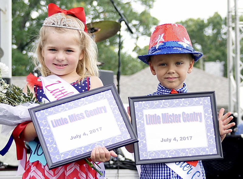 Photo by Randy Moll Grace Hughes and Asa Chamberlain were the winners of the Little Miss Gentry and Little Mister Gentry pageants held on stage at the Gentry July 4 Freedom Festival.