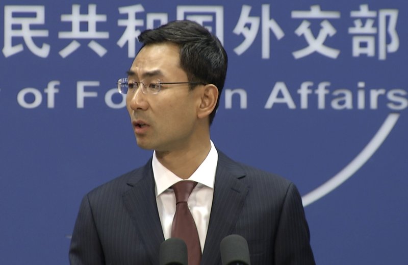 In this image made from video, Chinese Foreign Ministry spokesperson Geng Shuang speaks during a press briefing in Beijing Tuesday, July 11, 2017. 
