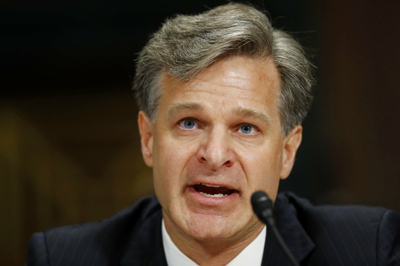 FBI director nominee Christopher Wray testifies on Capitol Hill in Washington on Wednesday, July 12, 2017, at his confirmation hearing before the Senate Judiciary Committee.