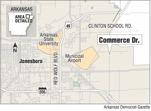 Map showing Commerce Dr. in Jonesboro, AR. 