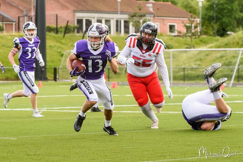 Photograph submitted Former Pea Ridge Blackhawk running back Dayton Winn (13) is currently playing professional football in Denmark with the Copenhagen Towers