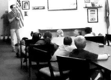 Submitted Photo Taylor Pannell, weekend weather anchor and reporter for Channel 40/29 news, visited the Gentry Public Library on June 10 to talk with a group of around 45 children about severe weather, particularly tornadoes.