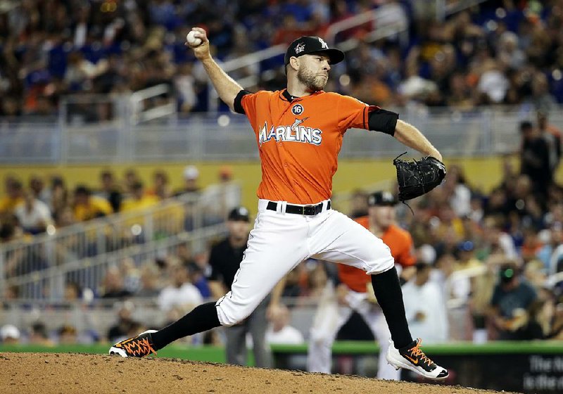 Right-hander David Phelps was traded by the Miami Marlins on Thursday to the Seattle Mariners for four prospects, including highly regarded outfi elder Brayan Hernandez. Phelps is 2-4 with a 3.45 ERA in 44 relief appearances this season.