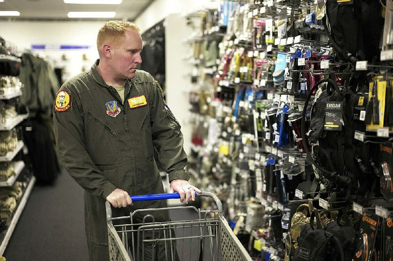 Staff Sgt. Alex Frank shops at the Army & Air Force Exchange Service store on Nebraska’s Offutt Air Force Base in May. All honorably  discharged U.S. military veterans will be eligible later this year to shop tax-free at the Exchange’s online site.