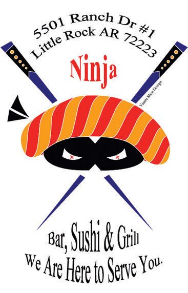 Ninja Bar-Sushi-Grill is close enough to opening in the former Osaka Japanese Restaurant storefront, 5501 Ranch Drive, Little Rock, to have a logo (designed by Yunru Shen).
