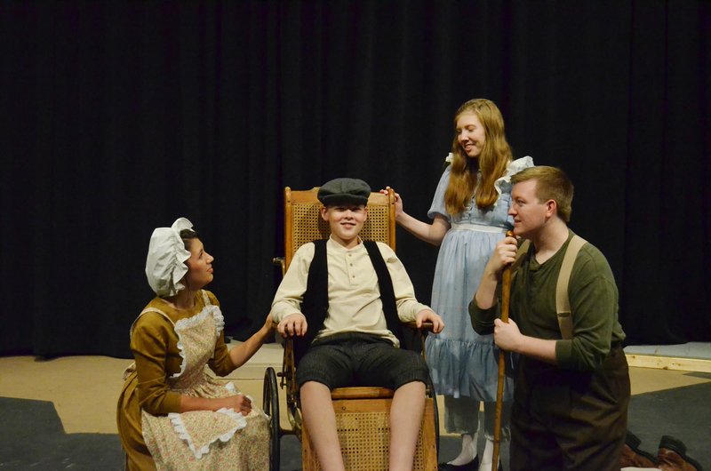 Katy Featherston as Martha, Brenden Chick as Colin, Marie Gray as Mary and Eric Wells as Dickon rehearse for the Fort Smith Little Theatre’s production of “The Secret Garden.”