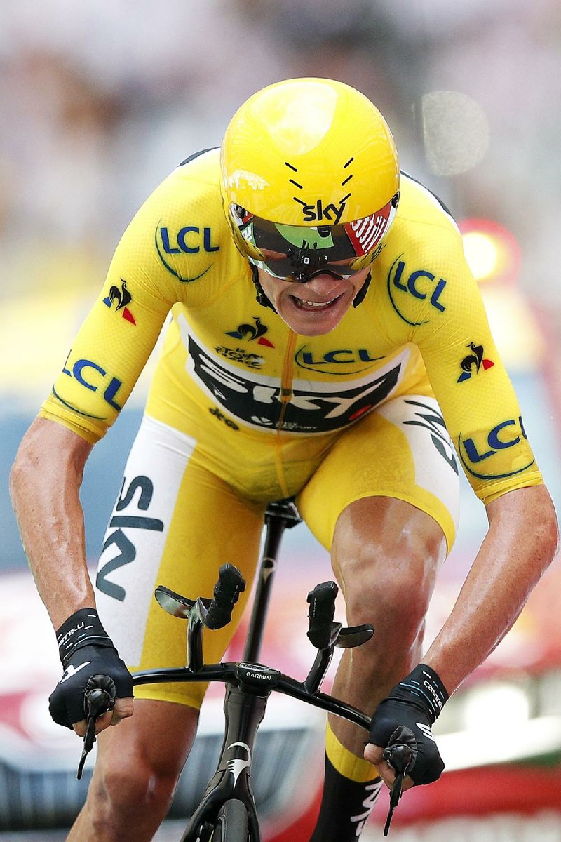 Britain’s Chris Froome leads Colombia’s Rigoberto Uran by 54 seconds with one stage left in the Tour de France. 
