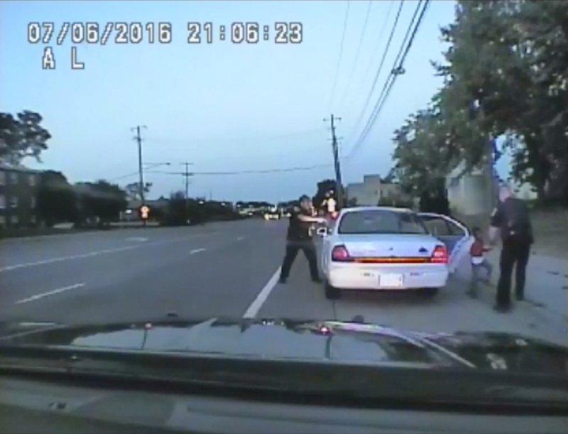 This file video image taken from a camera in a police cruiser captures the July 6, 2016, police shooting of Philando Castile during a traffic stop in Falcon Heights, Minn. 