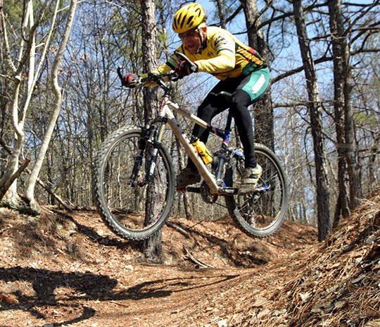 The Sentinel-Record/Corbet Deary CHALLENGING RIDE: Although this section of the Cedar Glades Park trail system can be navigated by novice and intermediate riders, there are also ample challenges to keep the experienced rider occupied and entertained, as well.