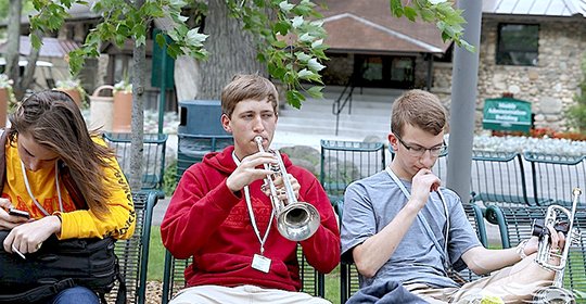 Submitted photo Rising Hot Springs World Class High School senior Josh Martin, center, rehearses during the High School Trumpet Institute on the Interlochen Center for the Arts campus in Michigan in June. Martin was accepted into the Trumpet Institute and the six-week Interlochen Youth Orchestra summer program. He is the son of Shelley Martin and David Martin.