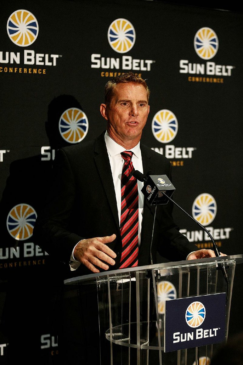 Arkansas State Coach Blake Anderson said it’s important for Group of 5 schools like ASU to win nonconference games against Power 5 schools to make them viable contenders to play in one of college football’s top six bowl games. The Red Wolves have that chance, facing Power 5 teams Nebraska and Miami in its first two games
of the 2017 season.