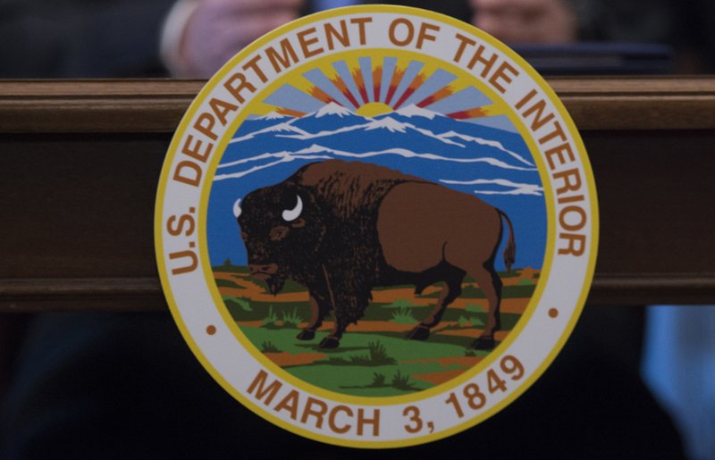 In this March 29, 2017 file photo, Interior Secretary Ryan Zinke speaks at the Interior Department in Washington. The Senate is on track to confirm President Donald Trump's nominee for the No. 2 job at the Interior department over Democratic objections. David Bernhardt is a former lobbyist who once sued the department, hardly a fit with Trump's call to drain the swamp. 