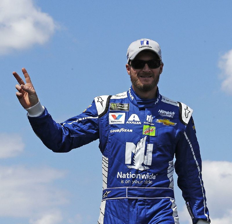 Dale Earnhardt Jr. prior to the NASCAR Cup Series 301 auto race at the New Hampshire Motor Speedway in Loudon, N.H., Sunday, July 16, 2017.