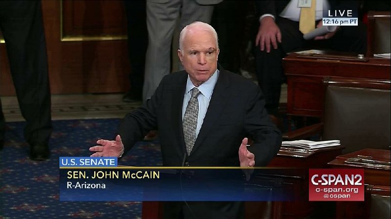 After returning to Washington on Tuesday to vote for debate on the GOP health care legislation, Sen. John McCain admonished his colleagues on both sides to start working together.