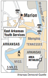 A map showing the location of East Arkansas Youth Services