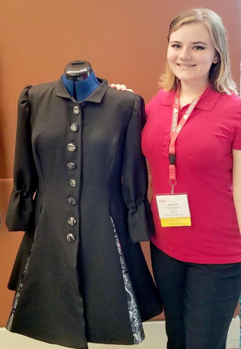 Submitted Photo Jazlyn Sanderson of Gentry&#8217;s FCCLA participated in one of 30 family and consumer sciences related competitive events offered at the conference and achieved sixth place in the Southern Region of FCCLA and won a silver medal for the fashionable coat she made for the Fashion Construction STAR Event.