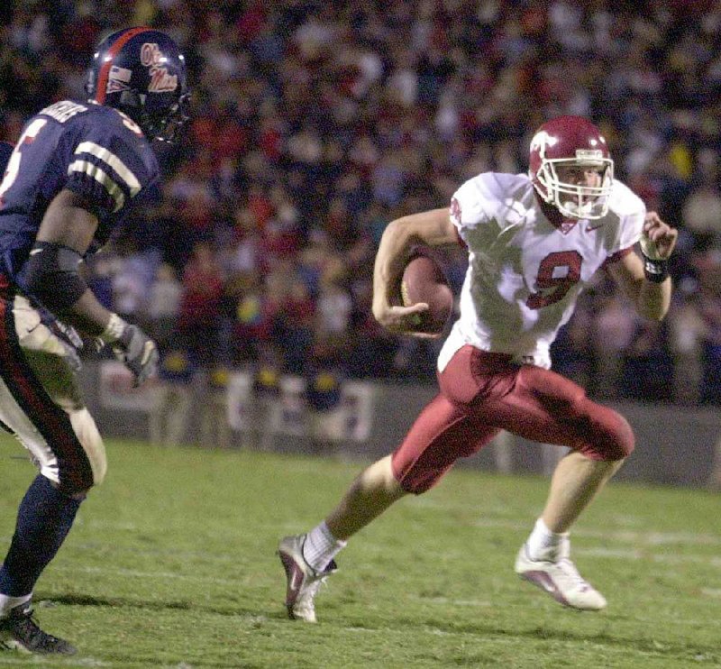 Arkansas freshman quarterback Matt Jones rushed for 110 yards in the victory over Ole Miss in 2001. He ran for two touchdowns, passed for another and completed a pair of two-point conversion passes — all in the overtime periods. 