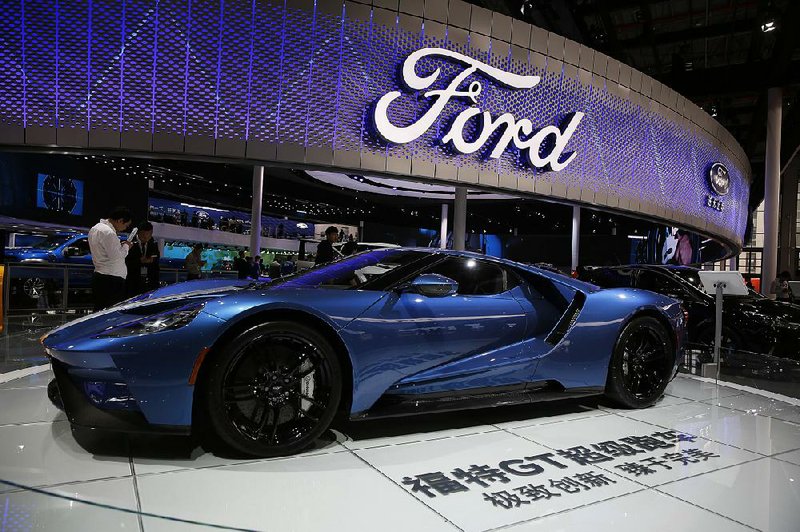 A 2017 Ford GT is displayed at the Auto Shanghai 2017 show at China’s National Exhibition and Convention Center in April. Ford’s second-quarter profit rose 4 percent to $2 billion, the company reported Wednesday. 