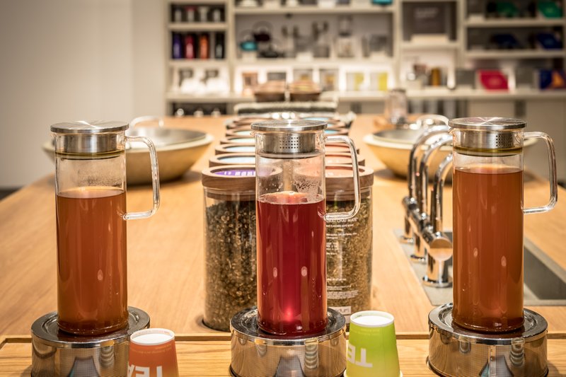 The interior of a Teavana retail store at Water Tower Place in Chicago.