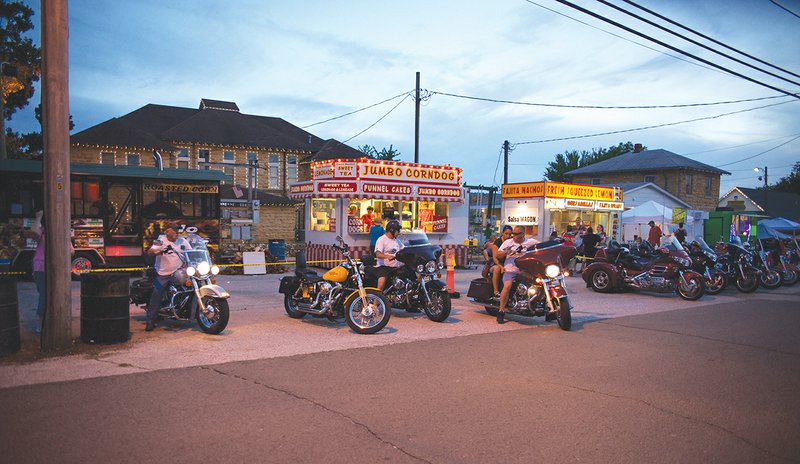 Participants spend time in downtown Mountain View at last year’s Mountains, Music and Motorcycles. This year’s rally will take place Aug. 18 and 19 and will feature live music, biker games, a scavenger hunt and a pepper-eating contest.