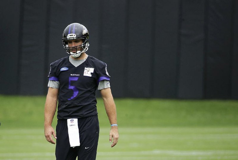 Baltimore Ravens quarterback Joe Flacco, who is entering his 10th season, is out with a back injury and uncertain as to when he will return. Ryan Mallett (Arkansas Razorbacks) has been working with the first team. The Ravens also signed David Olson on Friday. 