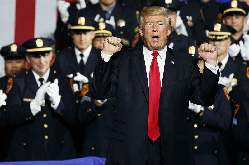 President Donald Trump, speaking to law enforcement officials Friday in Brentwood, N.Y., said that in apprehending street-gang suspects, care needn’t be taken to protect them from harm. 