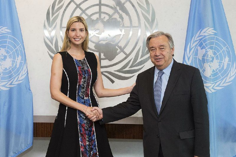 Ivanka Trump and U.N. Secretary-General Antonio Guterres met for lunch Friday at United Nations headquarters. 