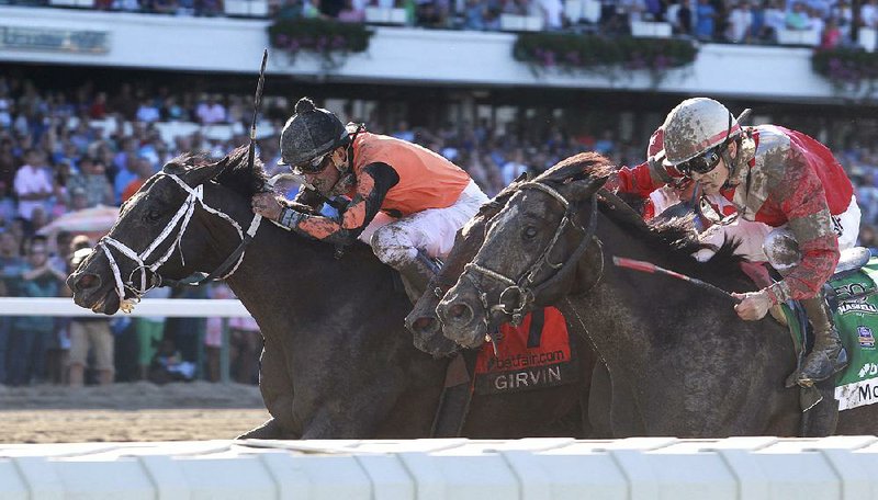 Girvin (left), with Robby Albarado riding, won the 50th running of the $1,000,000 Grade I Haskell Invitational on Sunday at Monmouth Park in Oceanport, N.J.