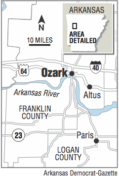 Map showing Ozark, AR