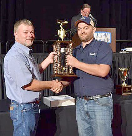 Submitted Photo Steven Frye (right) accepted an award for Trailer Technician Champion at the 2017 Arkansas Technician Championship on July 14 in Rogers.