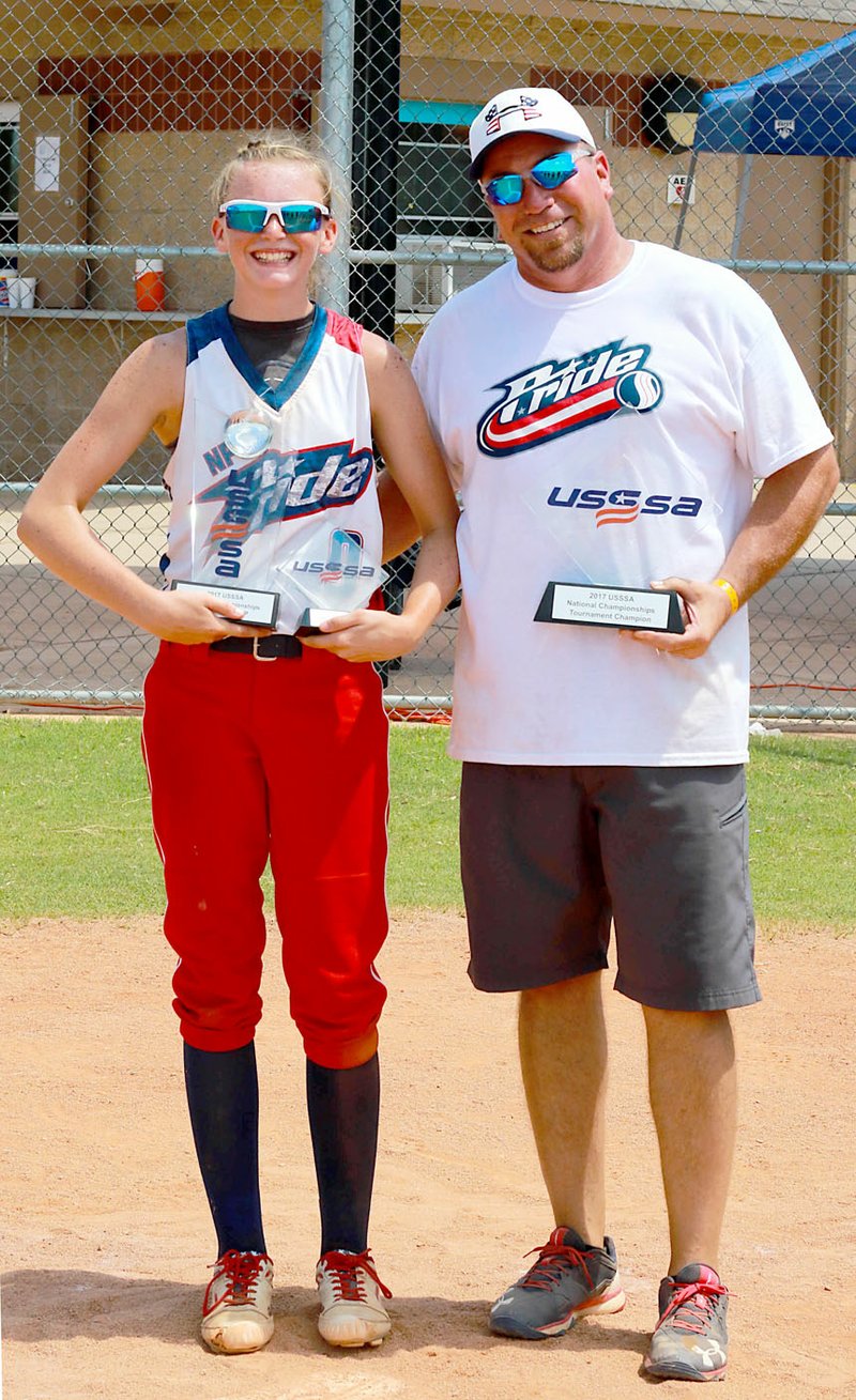 Submitted Photo Kyleigh Wheaton is pictured with head coach Clay Stewart at the Bixby, Oklahoma tournament.