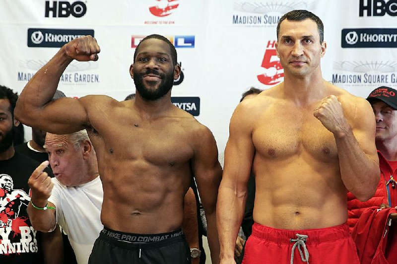 Heavyweight boxers Bryant Jennings, from Philadelphia, and Wladimir Klitschko (right), from Ukraine, are shown in this 2015 file photo.