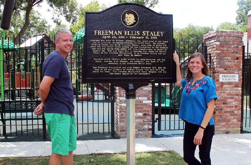 Will and Misti Staley raised $250,000 to build the Freeman Playground in Helena-West Helena in memory of their son, Freeman, who died when he was 9 months old.