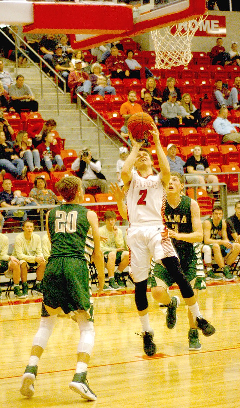 MARK HUMPHREY ENTERPRISE-LEADER Farmington&#8217;s Matthew Wilson, shown getting to the rim against Alma, received multiple awards from his senior season. Wilson was named All-State, All-Conference, and selected to the Arkansas High School Coaches Activities Association All-Star Game in June. He scored 805 points for the year, averaging 28.8 points-per-game through 28 games including a school-record 50 against Clarksville. Wilson will attend Delta State, a Division II school, at Cleveland, Miss., on a basketball scholarship.