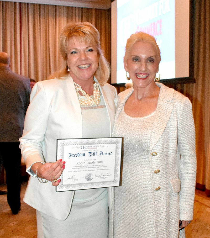 Photo submitted State Rep. Robin Lundstrum (R-District 87) received the &#8220;Calvin Coolidge Heroes of Freedom Award&#8221; from Conduit for Commerce for her voting record on fiscal conservative issues in the 91st General Assembly legislative session.