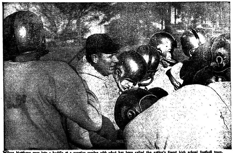 Little Rock Central High School’s football team coached by Wilson Matthews (center) was 12-0 in 1957, earning a share of the mythical high school national title despite the school’s campus being rocked by racial turmoil.