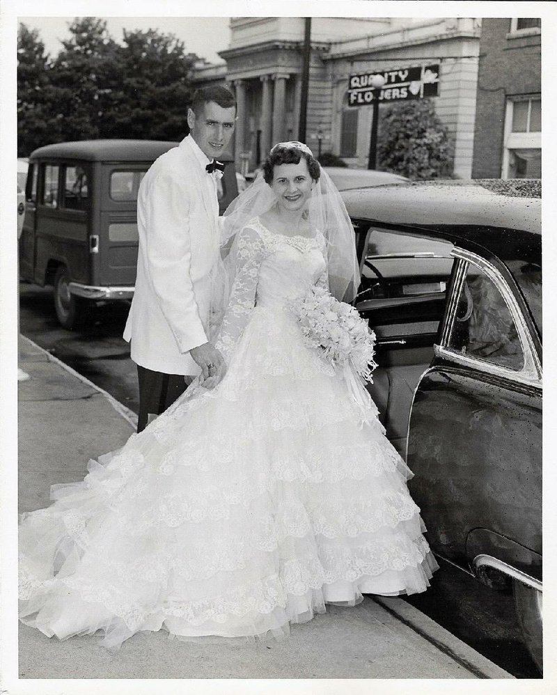 Ed Carey and Virginia Heinze were married Aug. 17, 1957. He came to the University of Arkansas, Fayetteville, from New York to show off on the basketball court and found himself wowed by her footwork on the dance floor. 
