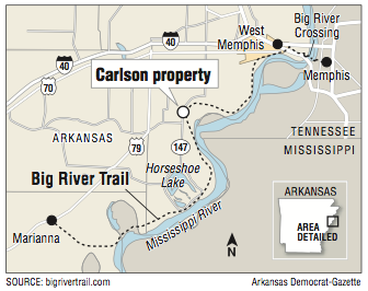 Map showing the location of the Carlson property and the Big River Trail